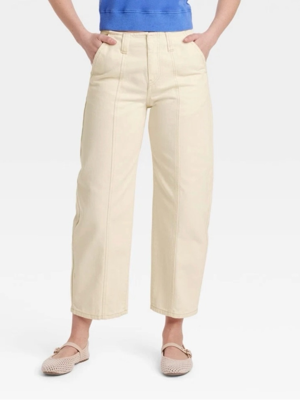 Universal Thread Women's Relaxed Fit Mid-Rise Barrel Leg Ankle Jeans Size 12 New